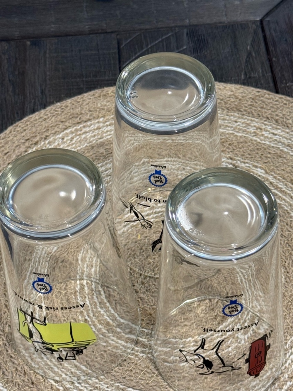 Vtg Bad Dog Brand Wisdom Glass Drinking Glasses Set of 3 Funny Theme Drinkware - Picture 13 of 16